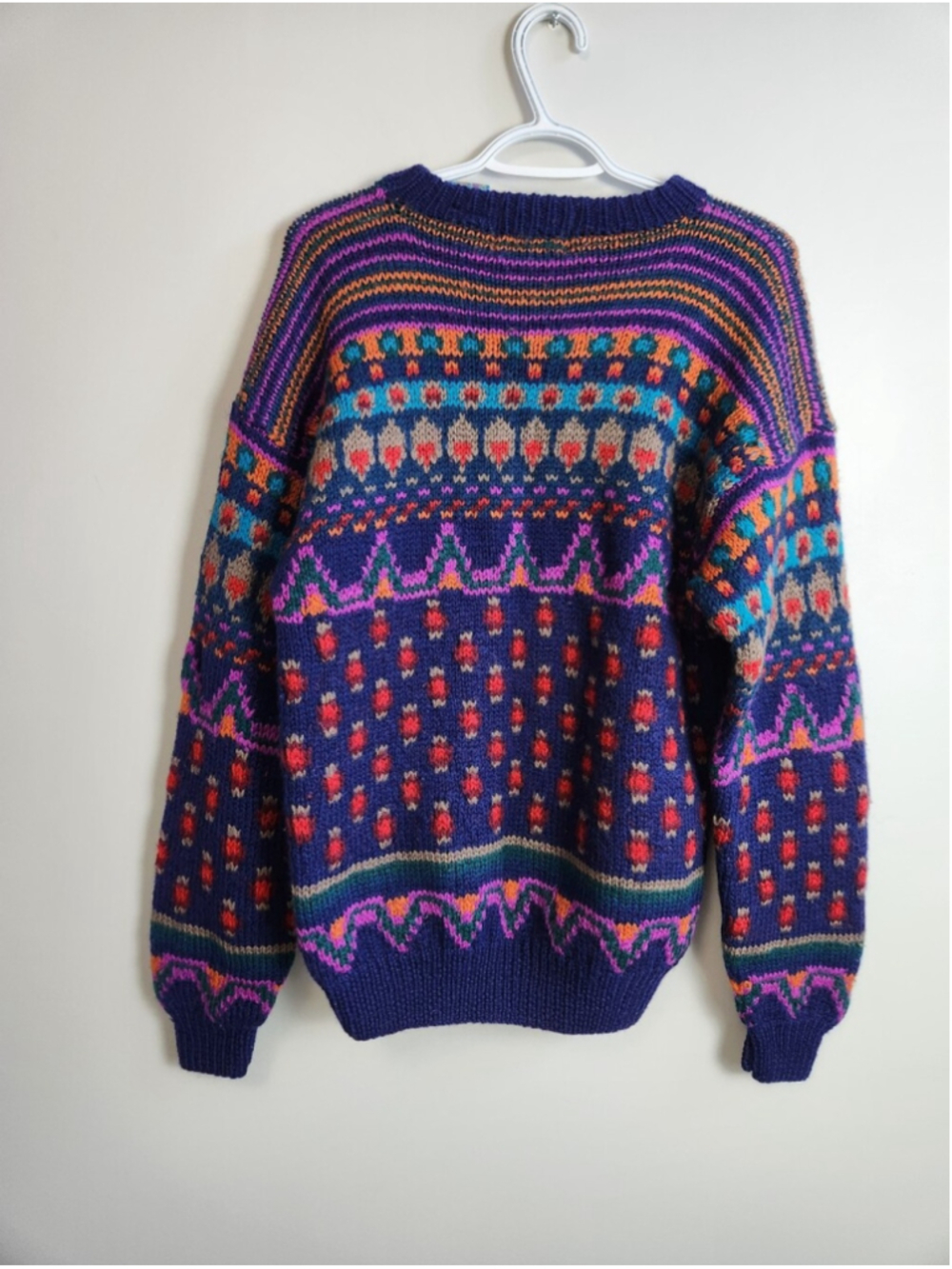 VTG Wool Oversized Baggy Hand Knit Sweater Sz M Fits Large Boho Indiesleeze Fun - Picture 5 of 14